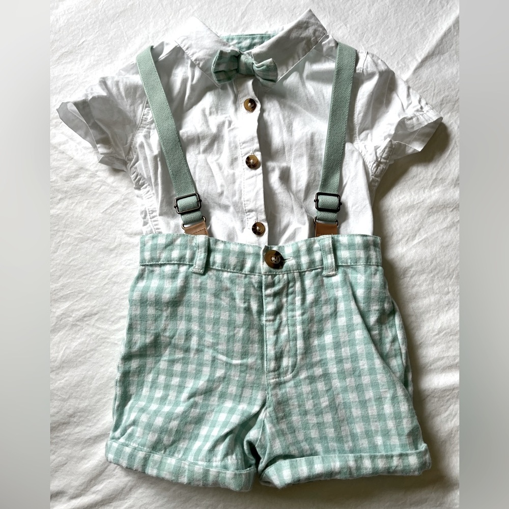 Tommy Bahama Gingham Suspender Shortall Outfit